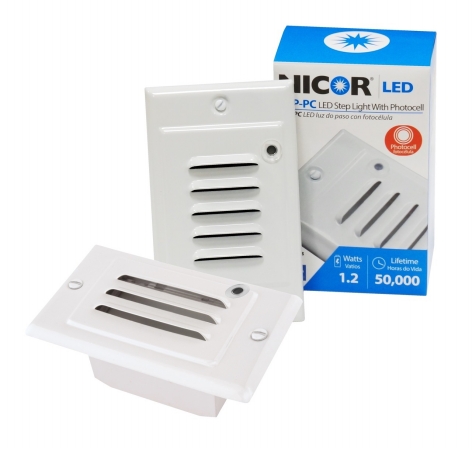Stp-10-120-vhwh-pc Led Step Light With Photocell Sensor - White Horizontal & Vertical Faceplate