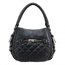 Bwd001 Quilted Hobo Bag With Pockets, Black