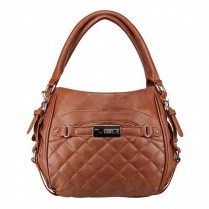 Bwd003 Quilted Hobo Bag With Pockets, Brown