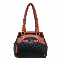 Braided Tote - Black With Brown