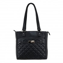 Bwh001 Quilted Tote With Pockets - Black