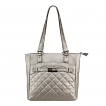 Quilted Tote With Pockets - Urban Gray