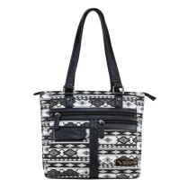 Bwj001 Printed Tote With Pockets - Black