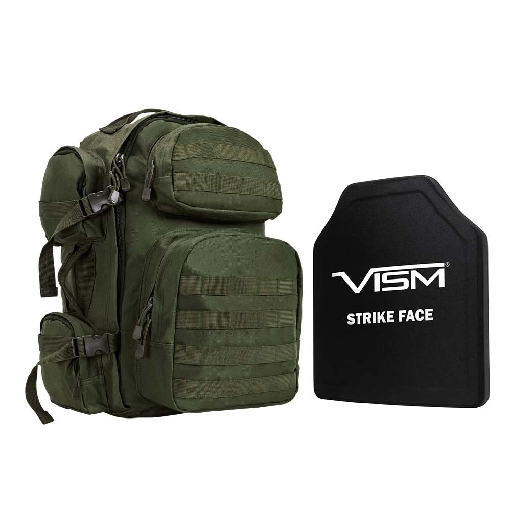 Bpcbg2911-a 10 X 12 In. Vism Tactical Backpack With Level Iii Plus Shooters Cut Pe Hard Ballistic Plate, Green