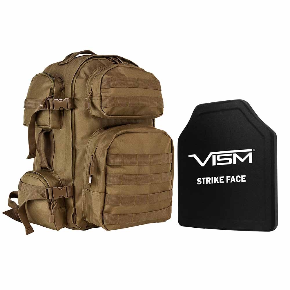 Bpcbt2911-a 10 X 12 In. Vism Tactical Backpack With Level Iii Plus Shooters Cut Pe Hard Ballistic Plate, Tan