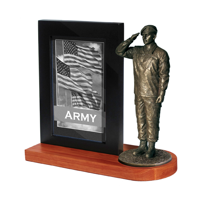 Md104w 4 X 6 In. Photo Frame With 7 In. Army Specialist Statue, Cherry Base