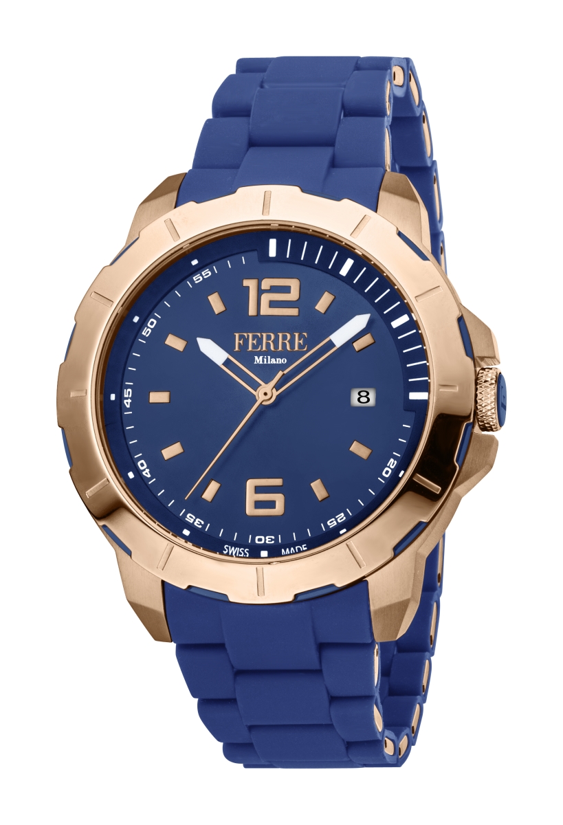 Fm1g107m0031 Mens Swiss Made Quartz Blue Rubber Blue Dial Strap Watch