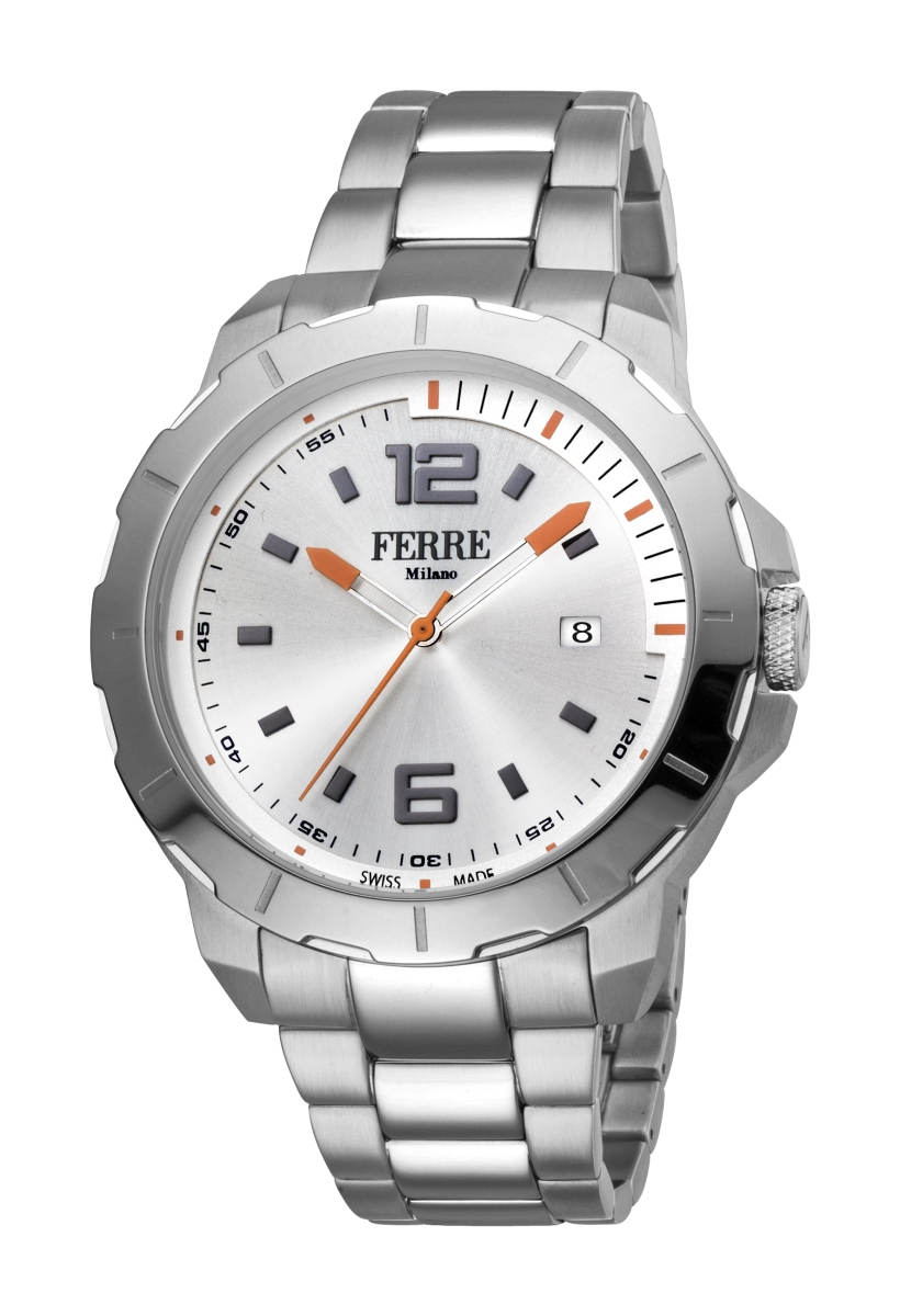 Fm1g107m0051 Mens Swiss Made Quartz Stainless Steel Silver - Tone Dial Bracelet Watch