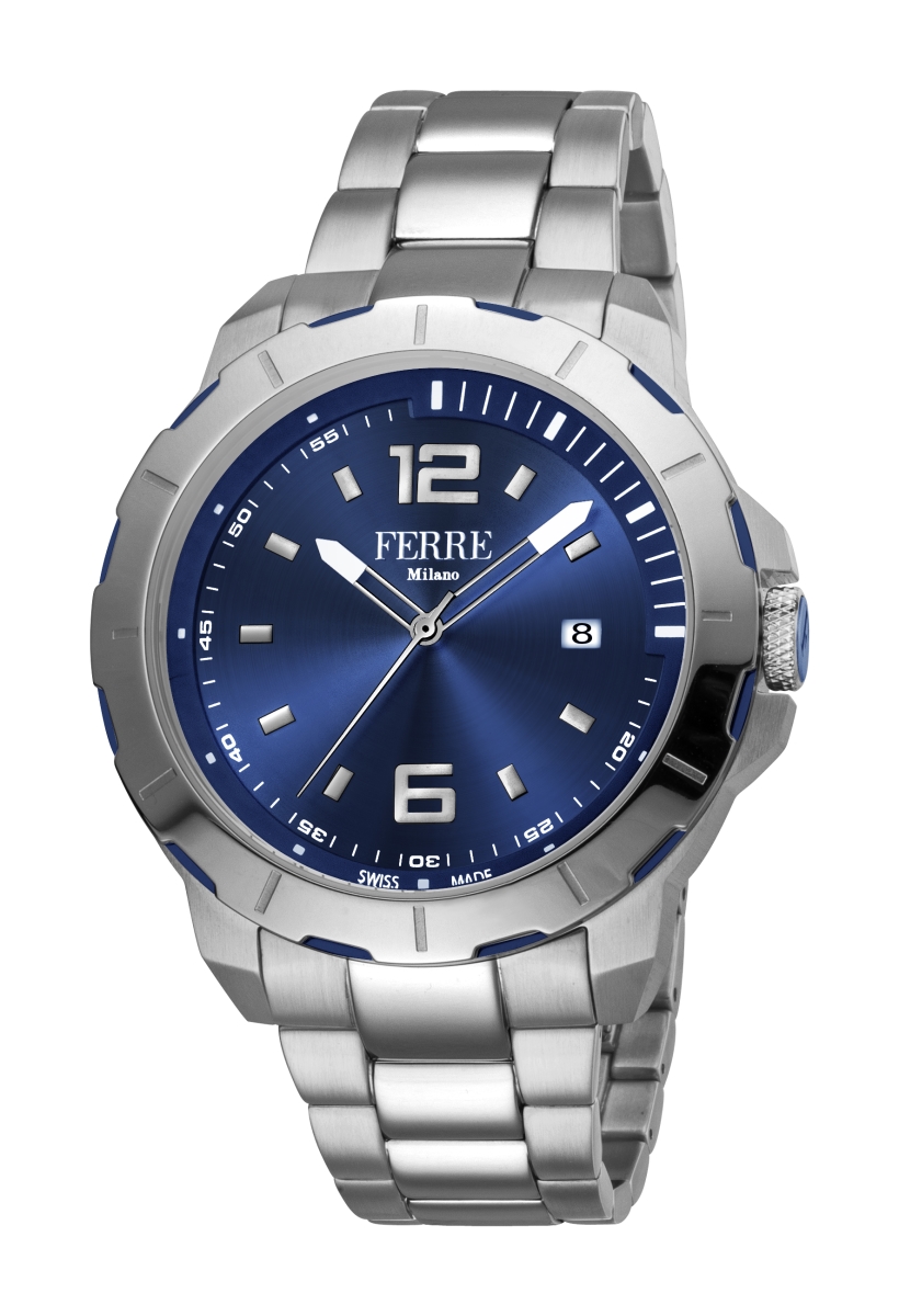 Fm1g107m0071 Mens Blue Dial Stainless Steel Ip Date Wrist Watch