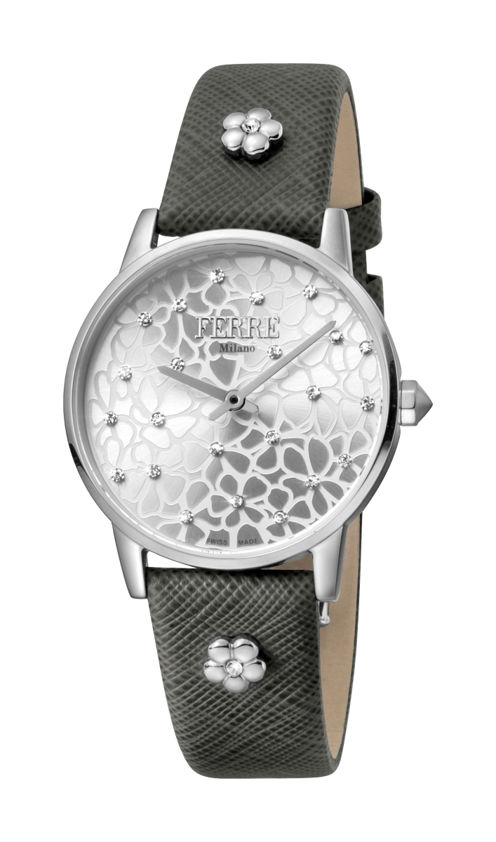 Fm1l103l0201 Womens Swiss Made Quartz Grey Leather Strap Watch