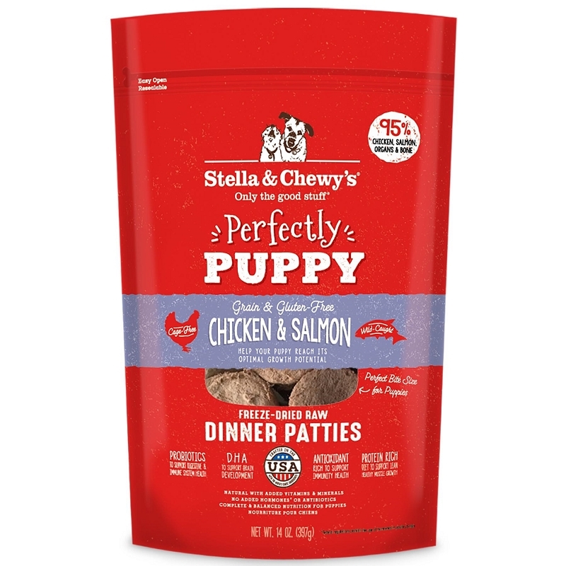 852301008106 5.5 Oz Dog Freeze Dried Puppy Chicken Salmon Dinner Patties