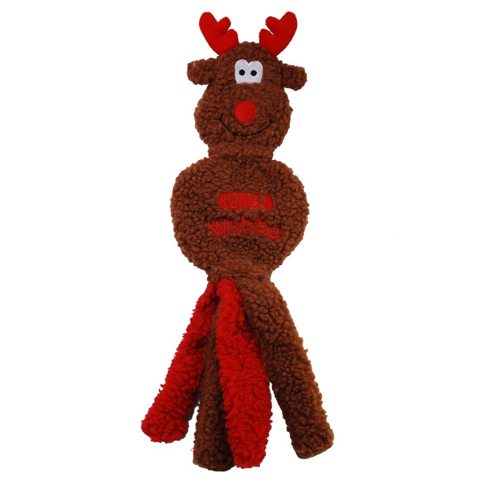 035585170947 Holiday Wubba Flatz Reindeer Dog Toys - Large