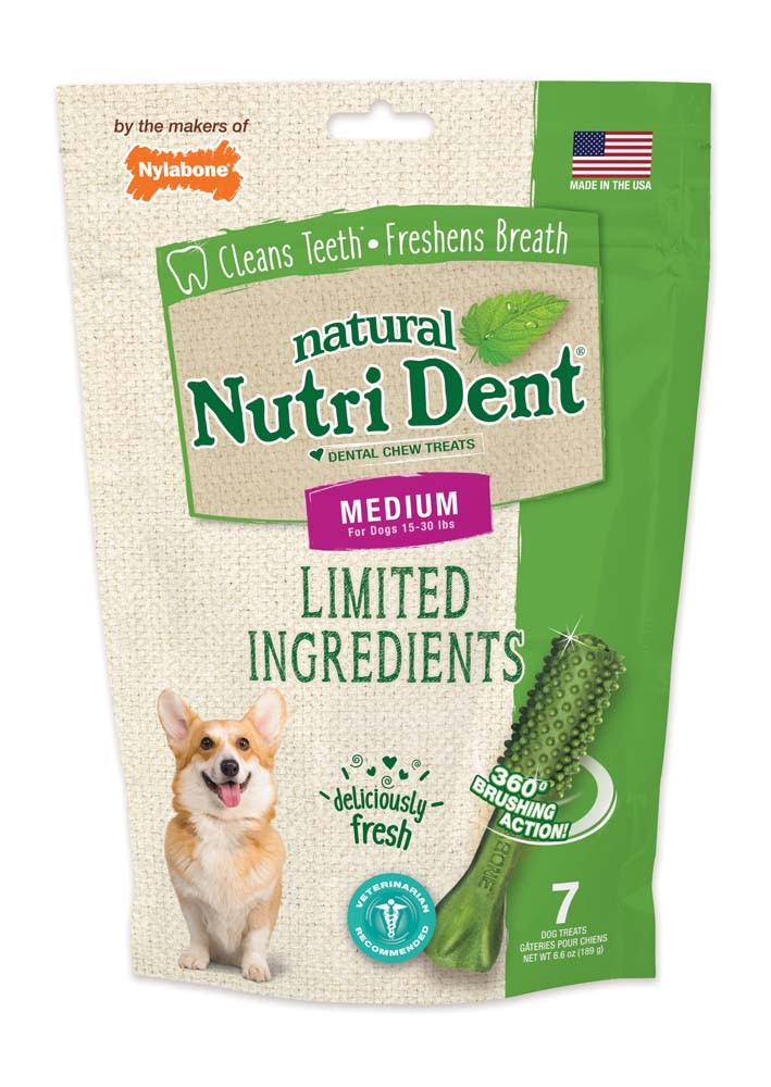 018214842705 Nutrident Fresh Breath Dental Chew Treat With Medium Pouch - 7 Count