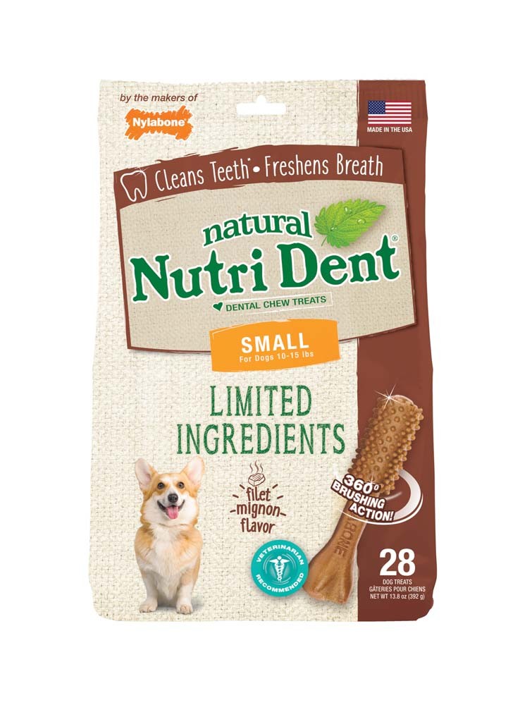 018214842804 Nutrident Filet Mignon Dental Chew Treat With Small Pouch - 28 Count