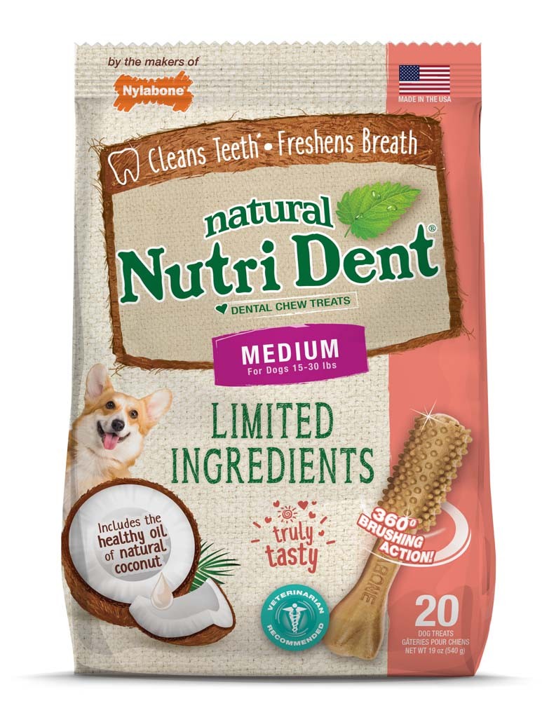 018214843283 Nutrident Coconut Dental Chew Treat With Medium Pouch - 20 Count