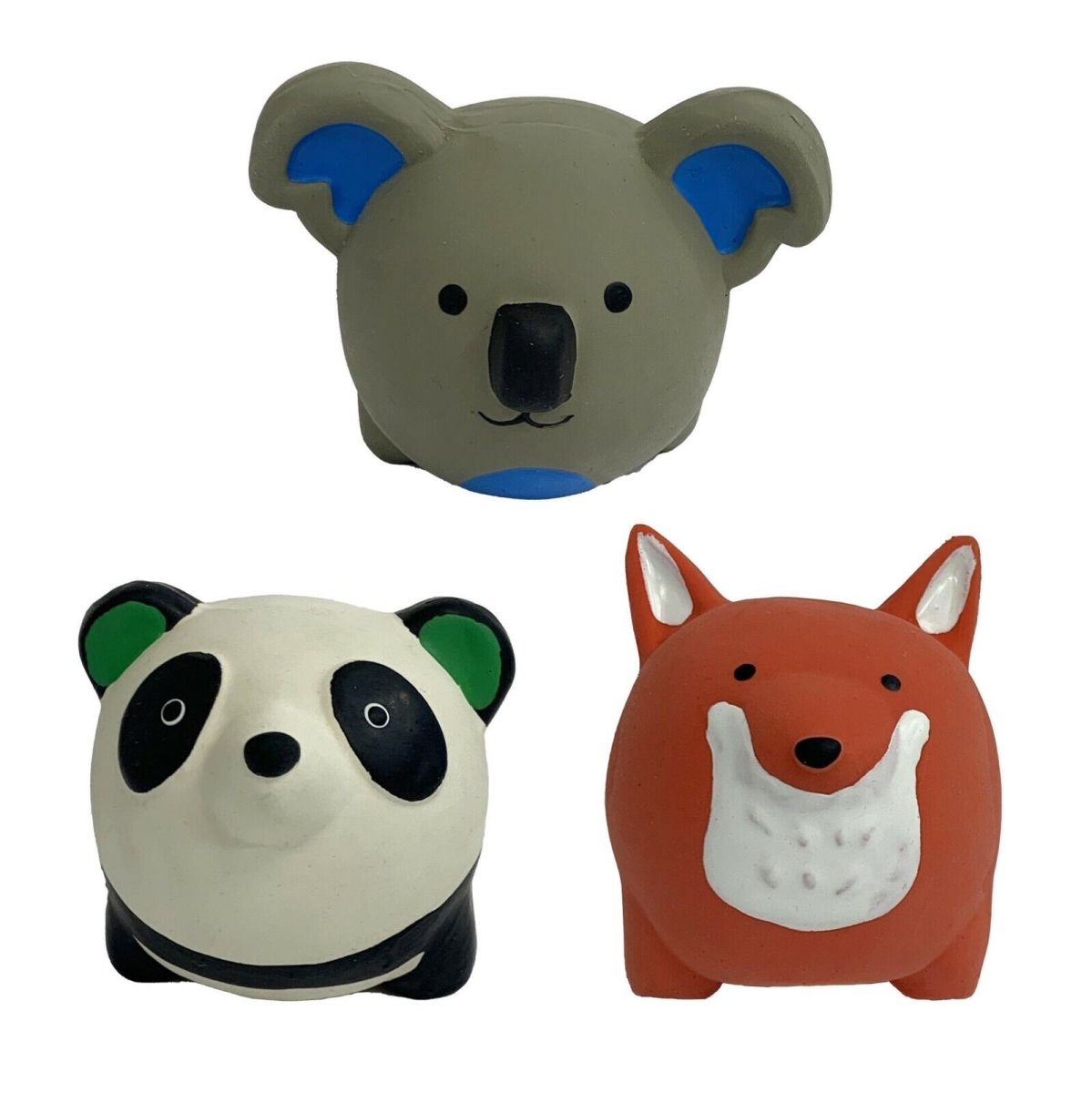 784369442045 2.5 in. Assorted Latex Round Animals Dog Toy