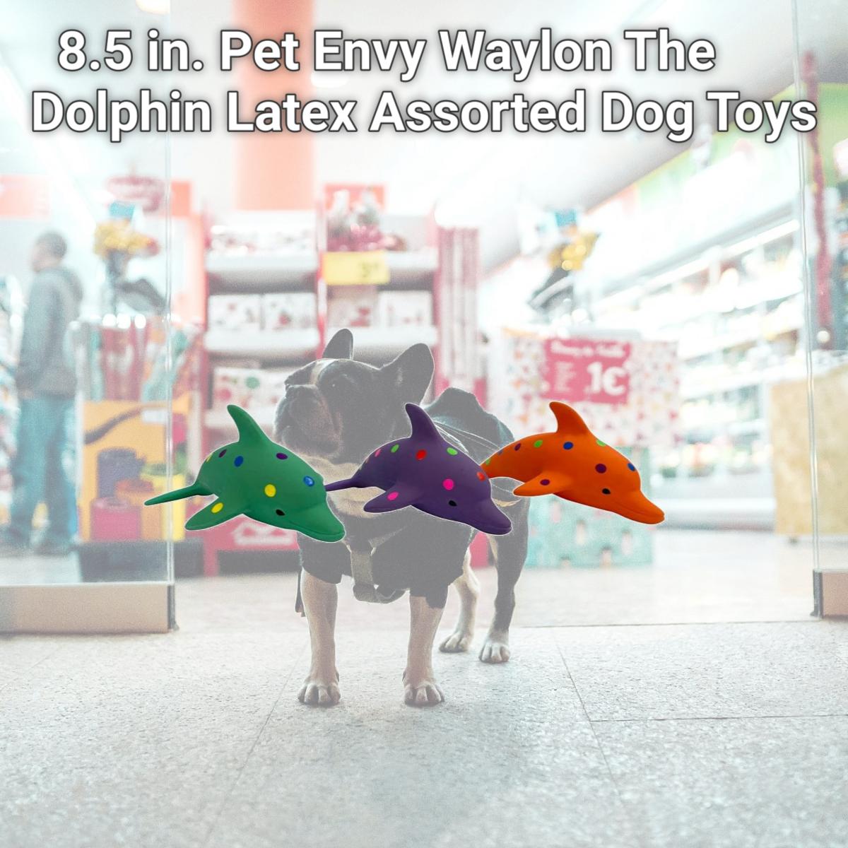 Picture of Multipet 784369573398 8.5 in. Pet Envy Waylon The Dolphin Latex Assorted Dog Toys