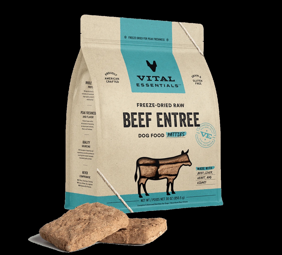 840199681006 30 oz Dog Freeze Dried Patties Beef Food