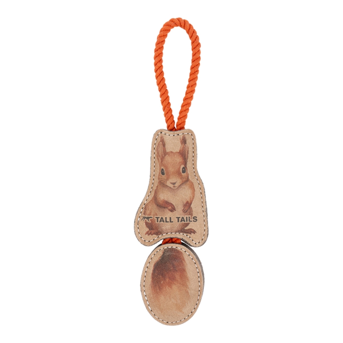 22266182665 16 in. Natural Leather Color Jointed Squirrel Tug Dog Toy