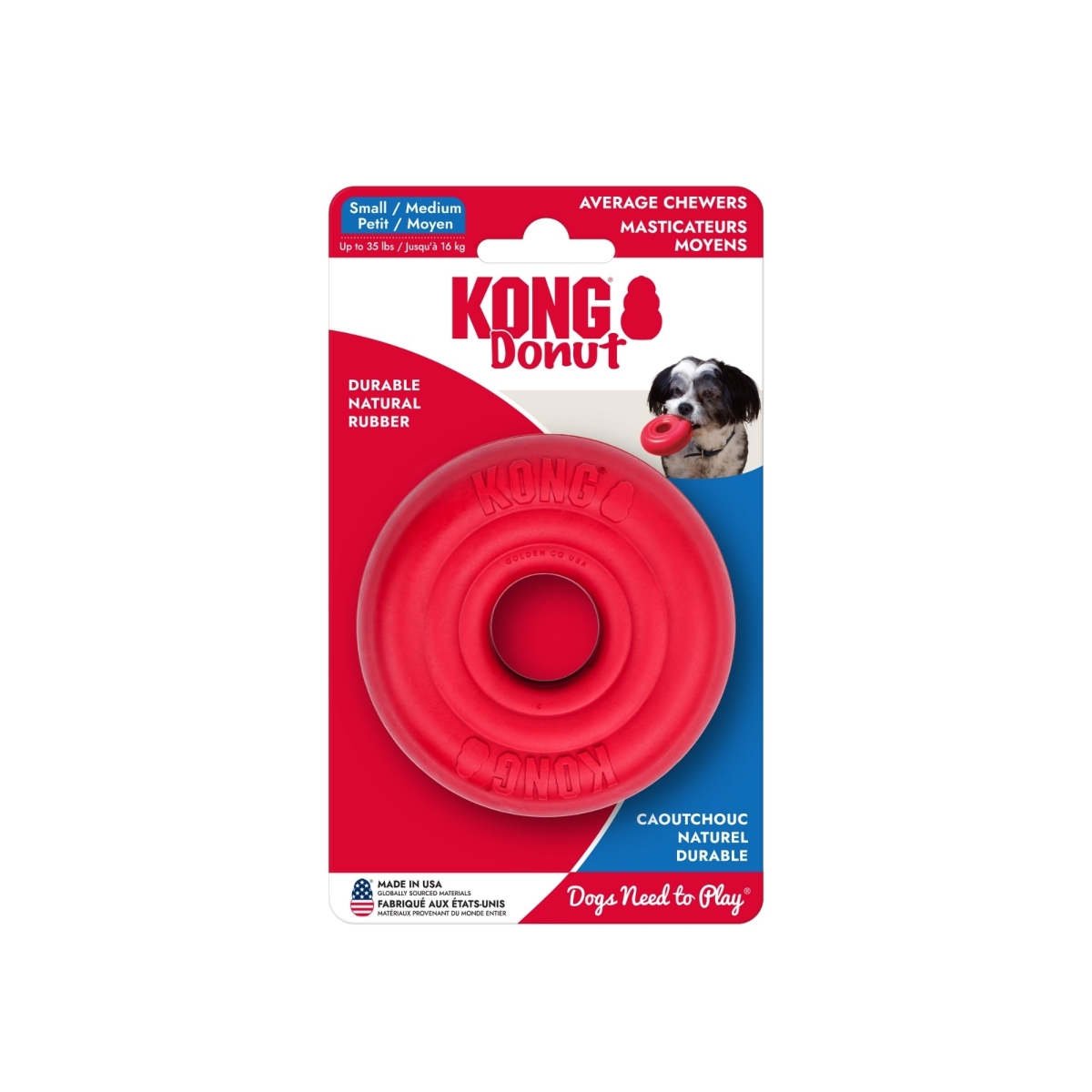 35585356808 Red Donut Dog Chew Toy - Medium & Large