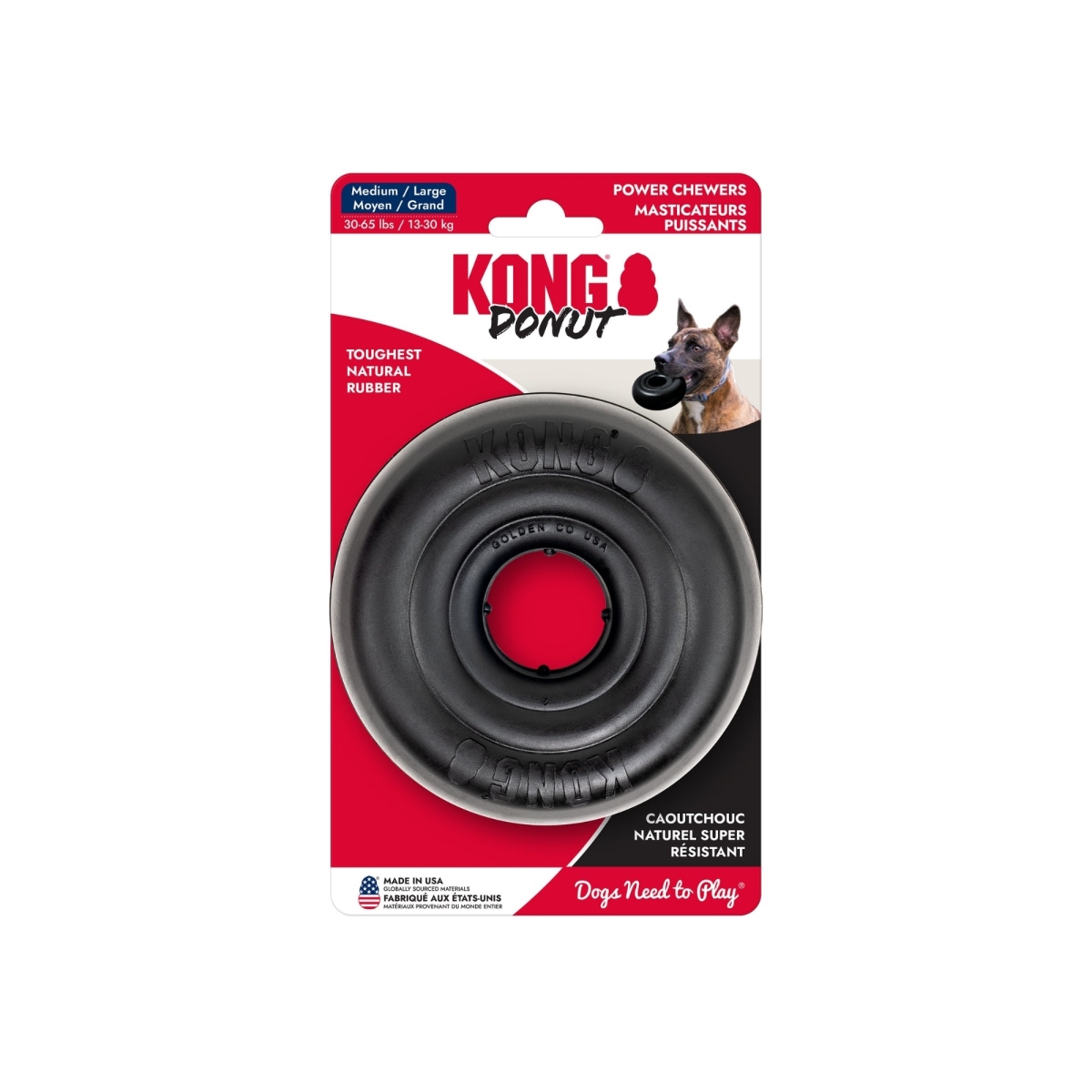 35585356839 Extreme Donut Dog Chew Toy, Black - Medium & Large