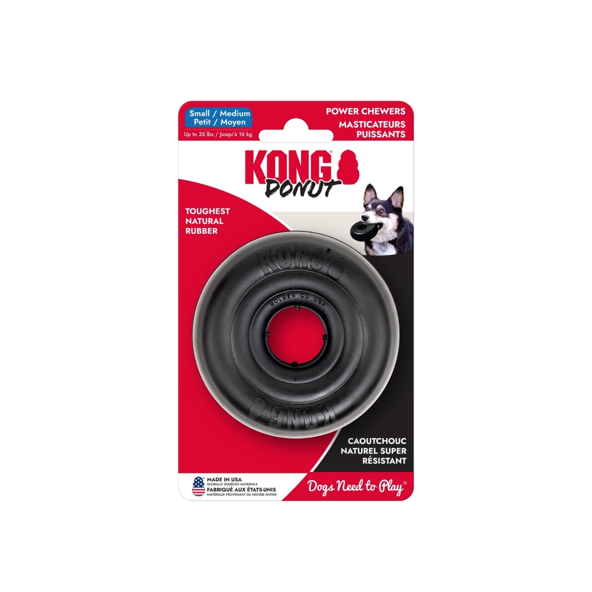 35585356846 Extreme Donut Dog Chew Toy - Black