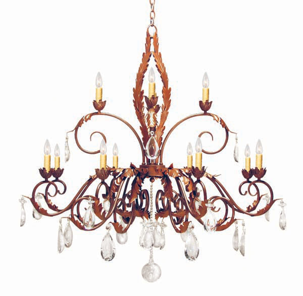 87692.48.cx 49 X 48 In. New Country French 12 Bulb Chandelier, Rusty Nail