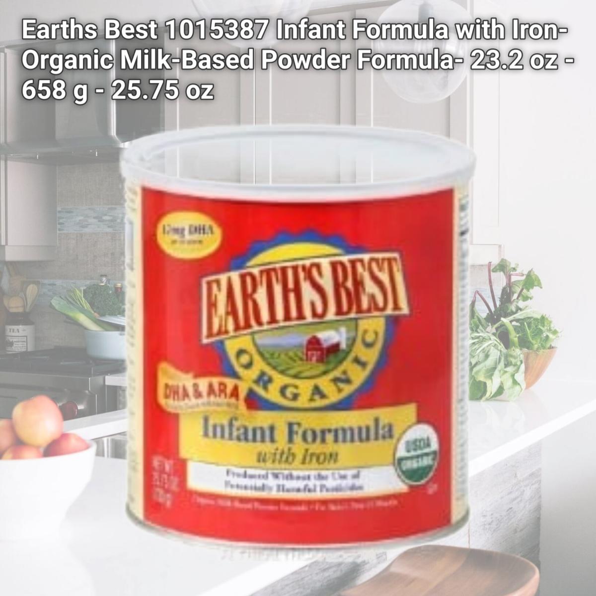 Picture of Earths Best 1015387 Infant Formula with Iron- Organic Milk-Based Powder Formula- 23.2 oz - 658 g - 25.75 oz