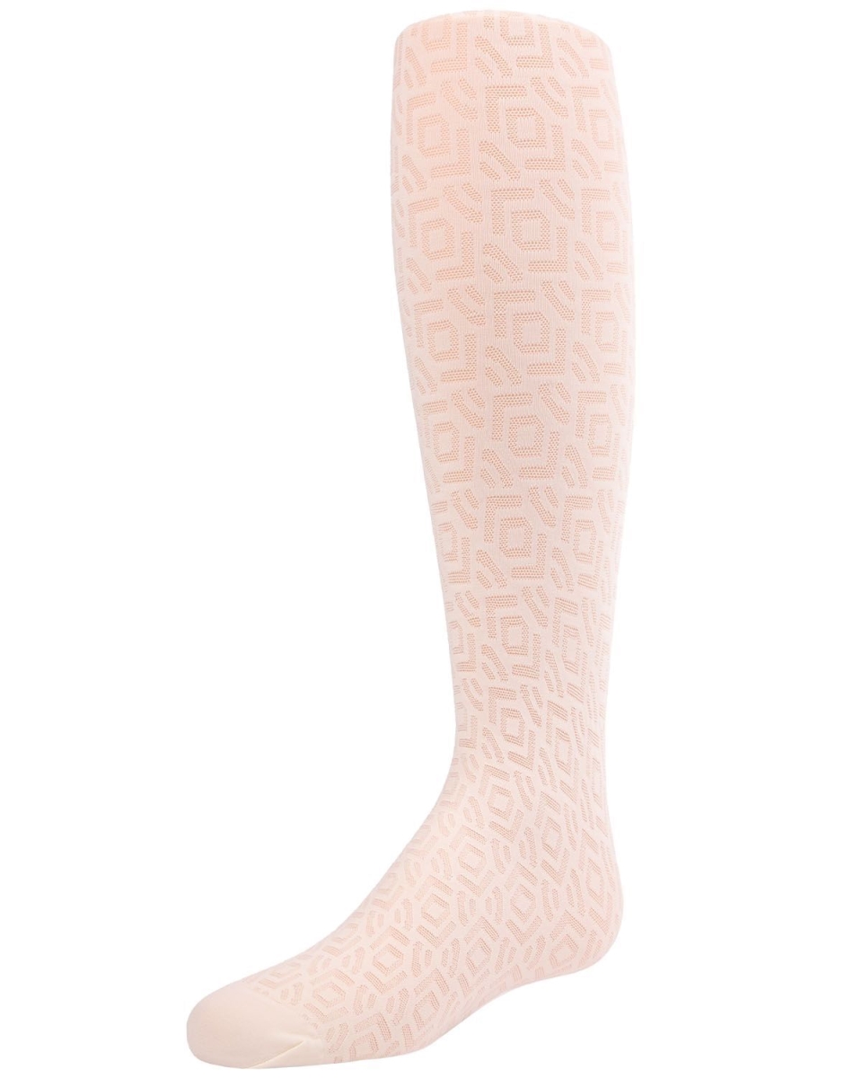 MK-803-74005-2-4 Sheer Geo Girls Tights, Cream - Size 2-4