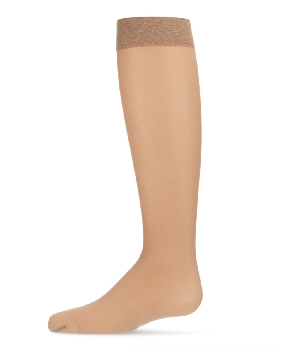 MK-903-27001-8-95 30D Basic Sheer Knee High Socks for Girls, Honey - Size 8-9.5