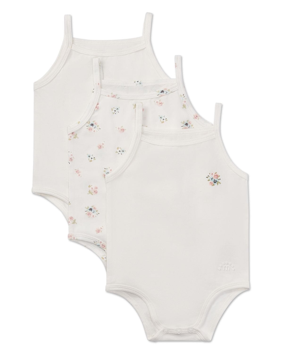 MKU2030-11007-9M Ditsy Floral Infant Bodysuits, Winter White & Multi Color - 9 Months