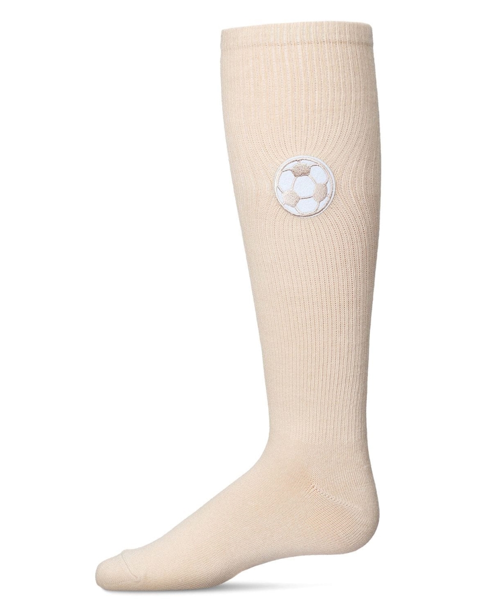 UPC 802025289695 product image for MKF-7123-27042-4 Girls Soccer Lover Cotton Blend Knee High Socks, Latte - Si | upcitemdb.com