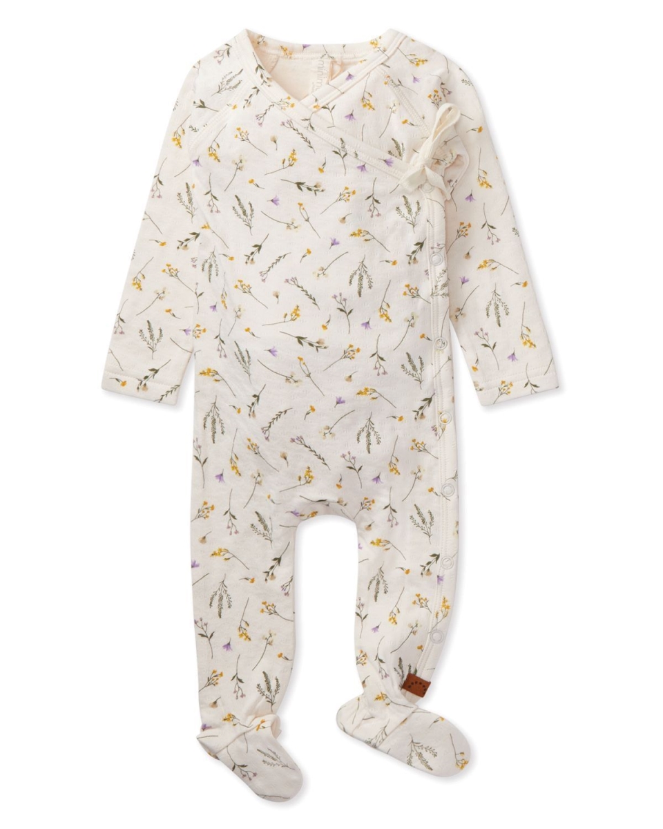 IAG08671-11700-18M Infant Floral Pointelle Long Sleeve Footie, Winter White - 18 Months