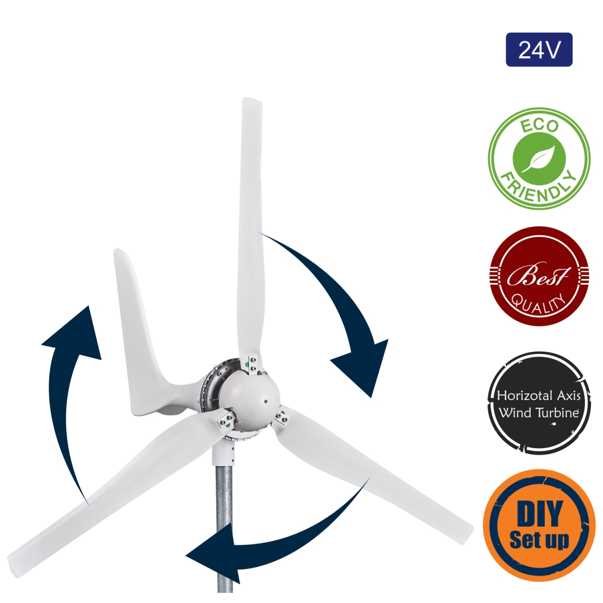 Da1200a9cb Windmill 1200w 24v 42a Wind Turbine Generator Kit - White