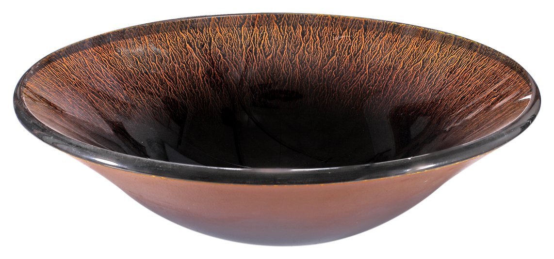 Round Tempered Glass Sink Bowl - Black & Brown