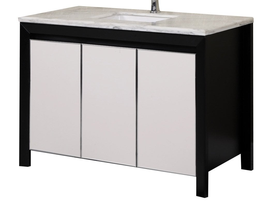 Wb-14166a Solid Thailand Oak Wood Vanity, Black & White - 47.2 In.