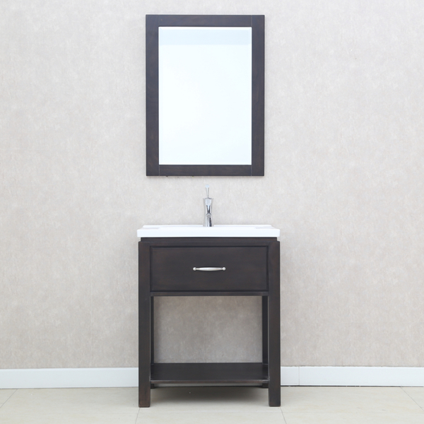 In3624-db Bathroom Vanity With Ceramic Sink, Dark Brown - 24 In.