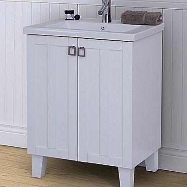 In3724-w Bathroom Vanity With Thick Edge Ceramic Sink, White - 24 In.