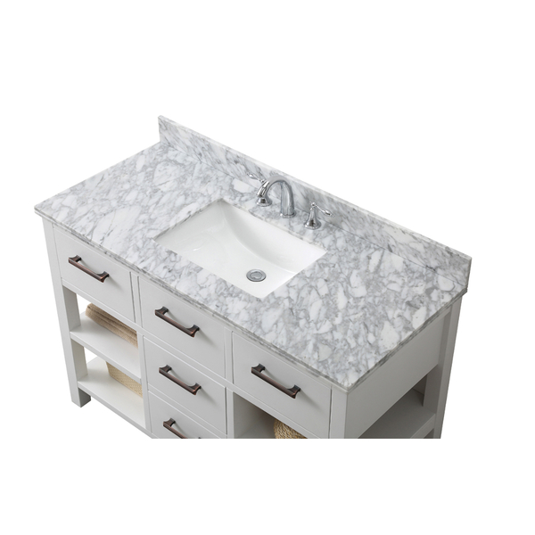 Wb8248-w Cw Top 48 In. Single Sink Vanity With Carrara White Marble Top In White