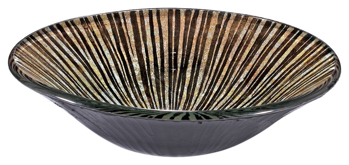 Round Tempered Glass Sink Bowl - Black, Brown & White