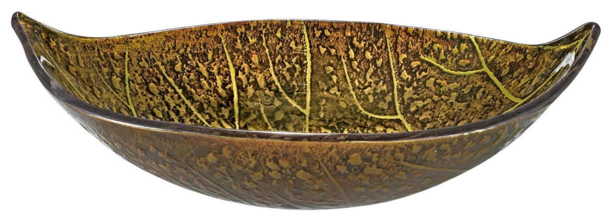 Leaf Shape Tempered Glass Sink Bowl - Gold, Green & Yellow
