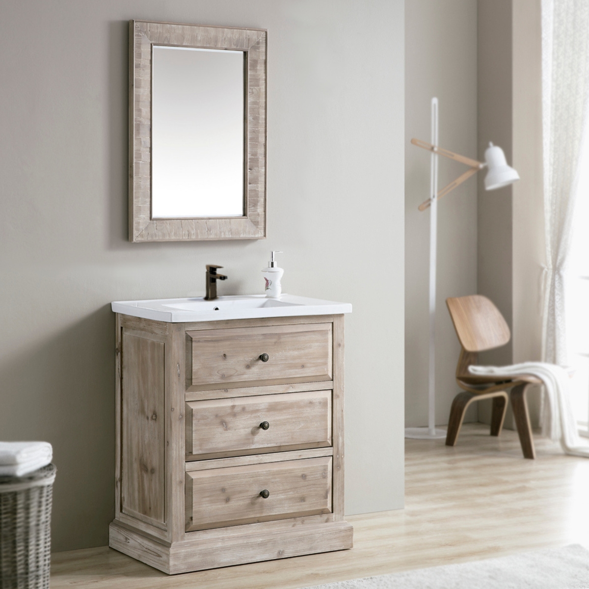 Wk1830 30 In. Solid Fir Single Sink Vanity With Ceramic Top-no Faucet