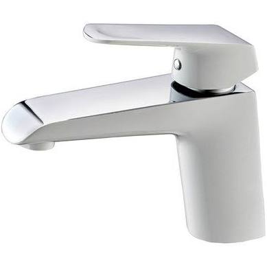 6.8 In. Single Hole & Handle Bathroom Basin Faucet, White & Chrome Finish