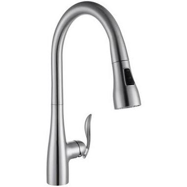 17.1 In. Single Handle Pull Out Kitchen Faucet, Brush Nickel Finish