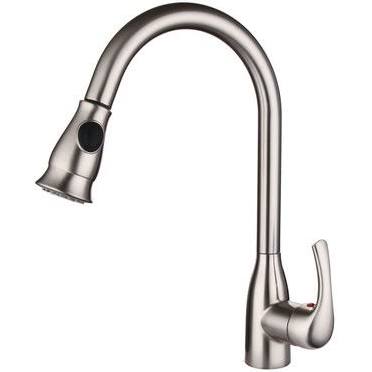 F-k766qy1-bn 16.7 In. Single Handle Pull Out Kitchen Faucet, Brush Nickel Finish