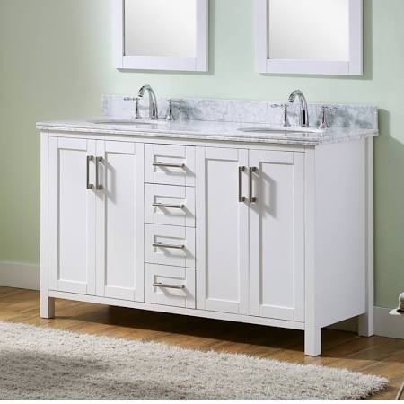 Wb8160-g-cw Top 60 In. Double Sink Vanity With Carrara White Marble Top