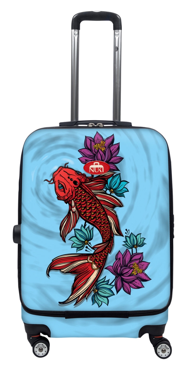 016020 Front Accessible Luggage Lightweight Spinner, Koi Fish Tatoo - 20 In.