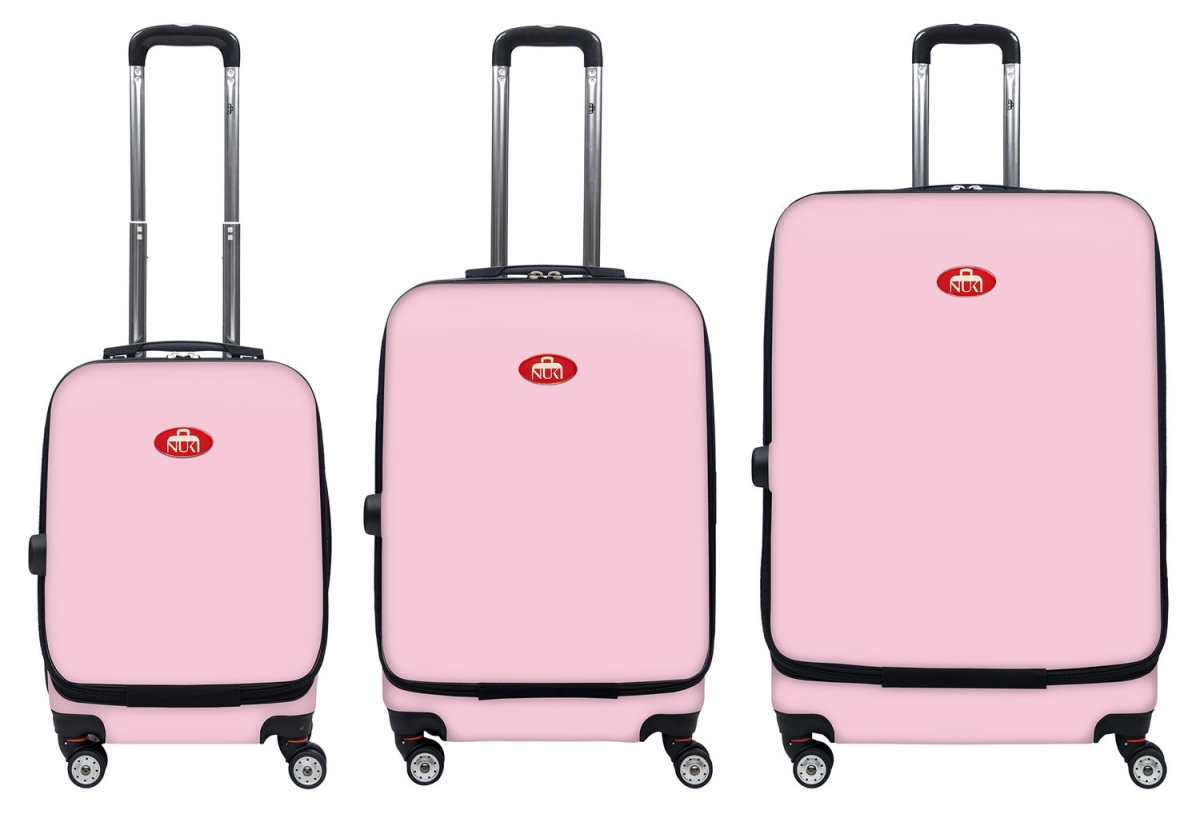 009000 Front Accessible Luggage Lightweight Spinner Set, Pink - 3 Piece