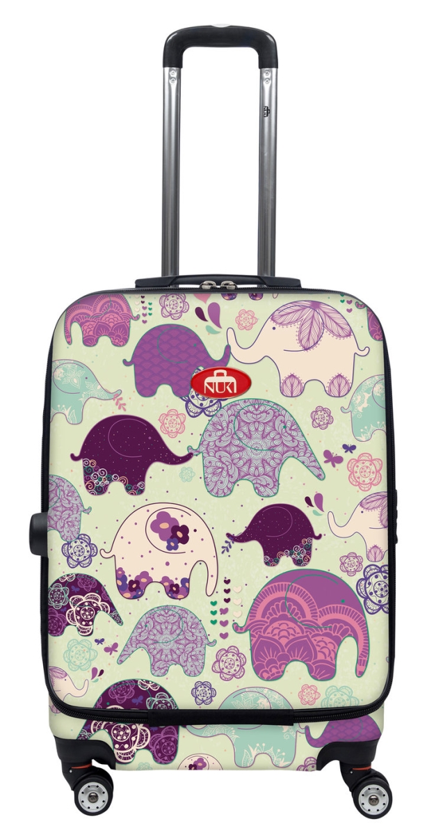 017020 Front Accessible Luggage Lightweight Spinner, Elephants - 20 In.