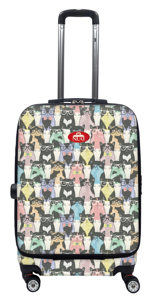 018020 Front Accessible Luggage Lightweight Spinner, Hipster Cats - 20 In.